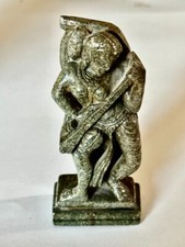 20C hard stone Indian carving: divine dancing woman playing sitar.