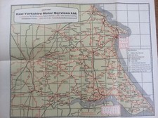 Vintage East Yorkshire Motor Services Bus Route Map + other Coach Operators EYMS
