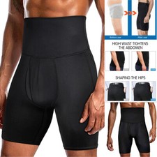 Mens Compression High Waist Boxer Shorts Tummy Contour Body Shaper Girdle Pants
