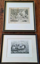 Pair of Antique Hogarth Engravings, Framed, H35xW31cm (largest)
