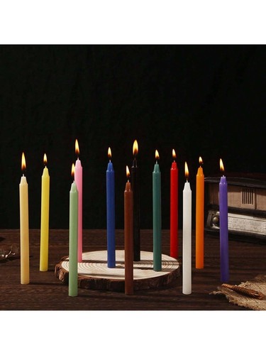 Colourful dinner candles - colourful,