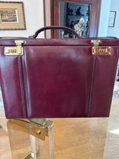 Vintage MALLARD Burgundy Leather Briefcase Business Attache Case Brass Locks
