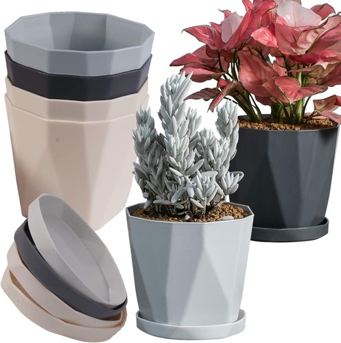 13cm plastic plant pots - 6x,