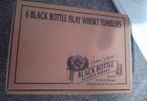 Black bottle whisky tumblers - bottle, x