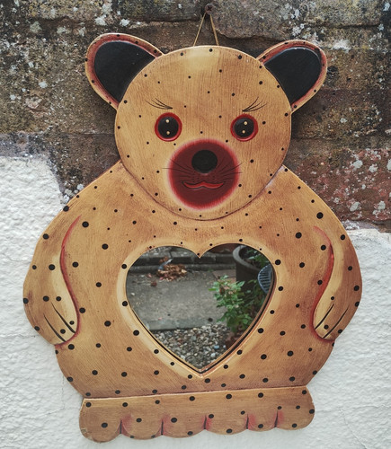 Vintage teddy bear wall - vintage, mirror