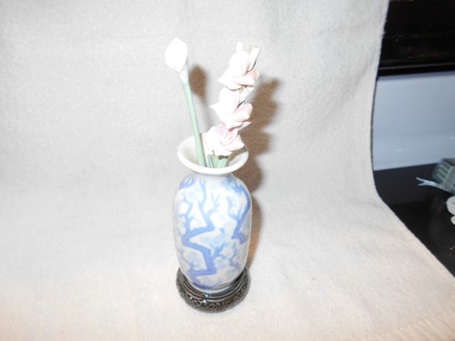 Lladro little blue white - white, vase