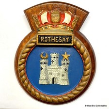 Old Large HMS Rothesay Bute Royal Navy Ship Plaque Shield Crest Badge Tampion C