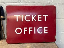OLD BR (M) BRITISH RAILWAY MAROON ENAMEL TICKET OFFICE ENAMEL SIGN