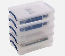 Really Useful 4L Plastic Lidded Clear Storage Box PACK OF 5 Stationary Holder