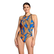 Zoggs Awaken Blue Silver Lined crossback Swimsuit.