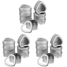  3 Count Heart Shaped Tins Cookie Boxes with Window Empty Containers
