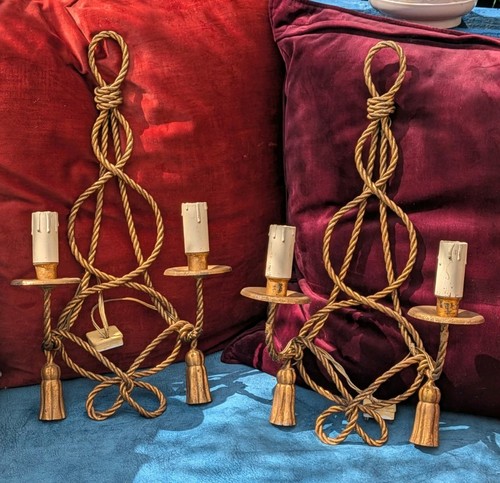 Pair vintage italian gilt tole - vintage,