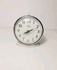 Vintage Smiths Timecal White & Silver Wind Up Alarm Desk Clock, Made in England