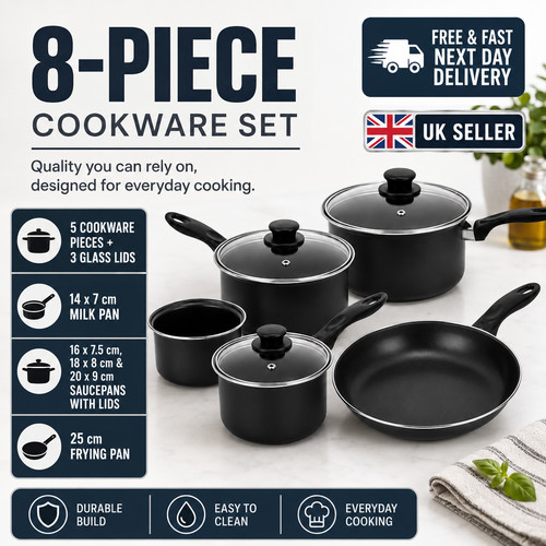 Black pcs non stick cookware - pcs,