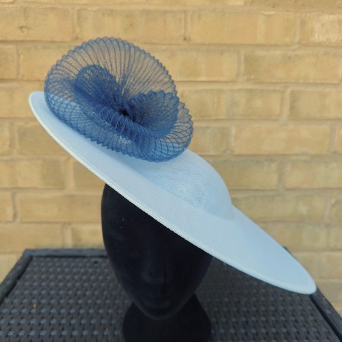 White navy blue flower wide - white,