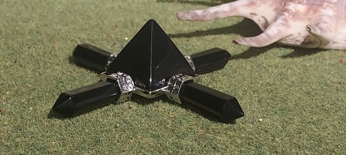 Obsidian crystal pyramid - obsidian,
