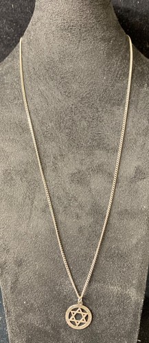Silver star david pendant - david,
