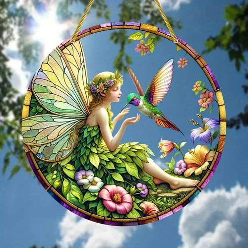 Fairy and hummingbird - and,