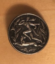 Antique Vintage Art Nouveau Metal Pewter ? Deer Nymph Single Round Button 15g