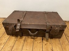 RARE INITIAL COW HIDE VANITY CABIN STEAMER TRUNK SUITCASE VINTAGE LEATHER