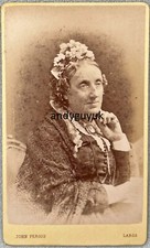 CDV JOHN FERGUS LARGS LADY IN BLACK LACE SHAWL BONNET ANTIQUE PHOTO CAMEO BROOCH