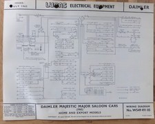 Original LUCAS Daimler Majestic Major Saloon Car Wiring Diagram 1962 W54949105