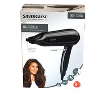 Silvercrest Hair Dryer 2200W Black Quick Dry Cool Shot Button & Quiet DC Motor