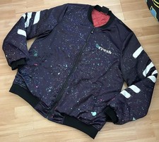 Fresh Hoods Men’s Bomber Jacket Designated Paint Splatter Black Coat Size L