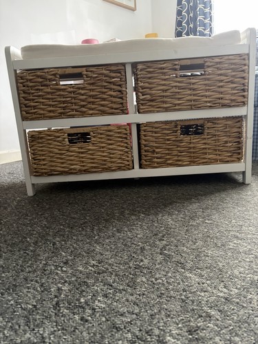White storage bench seat - seat, 4