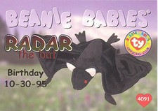 TY Beanie Babies BBOC Card -