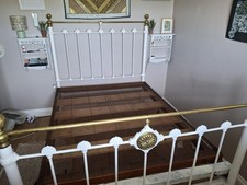 Original Victorian Cast Iron And Brass Double Bed , With Original Base.