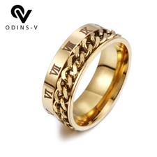 MENS RINGS TITANIUM STAINLESS STEEL SPIN CHAIN  BAND SILvER WEDDING CELTIC WOMEN