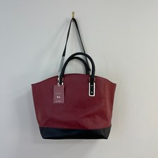Zara Shoulder Bag Underarm Handbag Red Black Faux Leather Zip Tote Side Teacher