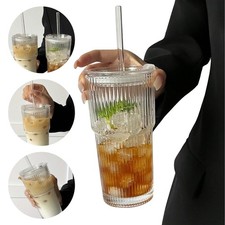 2 Pack 600ml Stripe Glass With