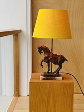 Mid-Century Frederick Cooper Tang Dynasty Style Horse Table Lamp w/ Pookey Shade