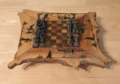 Vintage egyptian wooden chess - vintage,