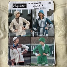 Richard Poppleton pattern 525. Vintage DK wrapover jackets & hats knit & crochet