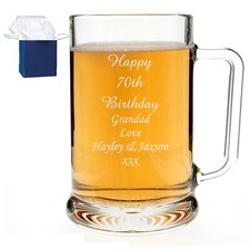Personalised Pint Glass Tankard 18th 21st 30th 40th 50th Birthday Free Gift Box 