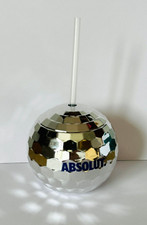 Collectable Limited Edition Empty Absolut Vodka Plastic Disco Ball Cup + Straw