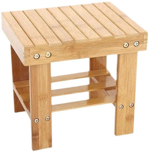 Bamboo wooden step stool seat - ,