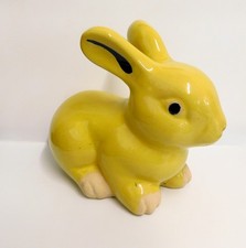 Yellow Ceramic Pottery Bunny Rabbit Ornament Figurine Length 17cm