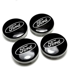 4x BLACK FORD CENTRE CAPS 54MM