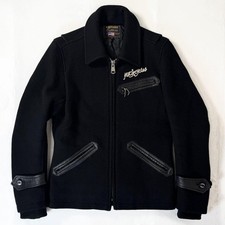 VANSON embroidered melton wool jacket black MOTER CYCLES size S