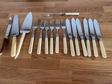 Fish cutlery set, pickle fork, etc as shown Bone Handle, Stainless Steel