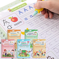 4x Books + Magic Pen + Grip Holder + 4 Ink Refills, Magical Handwriting Workbook