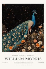 William Morris Peacock Botanical Cotton Prints Exhibition Wall Art Poster 