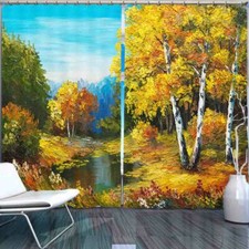 Jungle River Yellow 3D Curtain