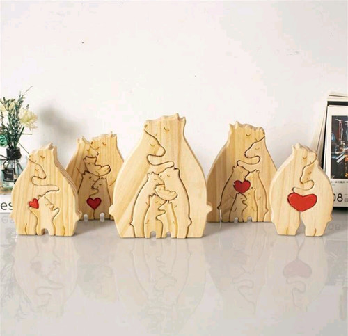 Wooden bear family puzzle - family,