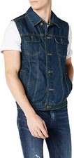 Mens Retro Denim Waistcoats Jeans Slim Fit Jacket Sleeveless Cowboy Biker Vest