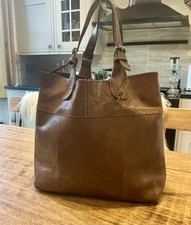Vintage ZARA Tan 100% Leather  Large Buckle Top Handles Shopper/Tote/Handbag
